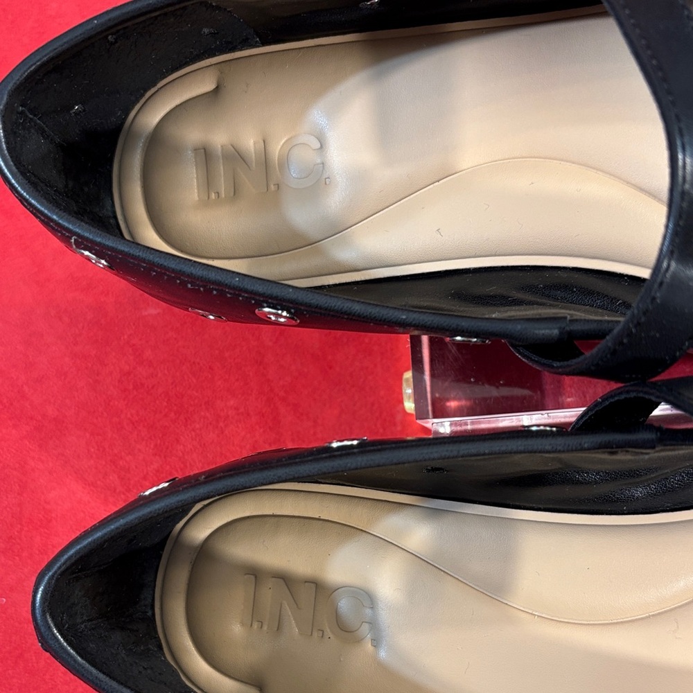 INC International Concepts Black Mary Jane Flats with Silver Grommet Accents - Picture 5 of 9